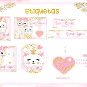 etiqueta escolar gatinha arquivo digital etiqueta gatinha