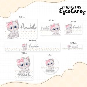 etiqueta escolar gatinha fofa arquivo digital papel e scrapbook