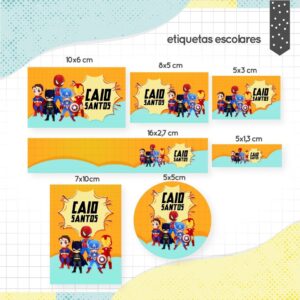 etiqueta escolar herois arquivo digital volta aulas