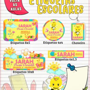 Etiqueta Escolar Jardim Menina - Arquivo Digital
