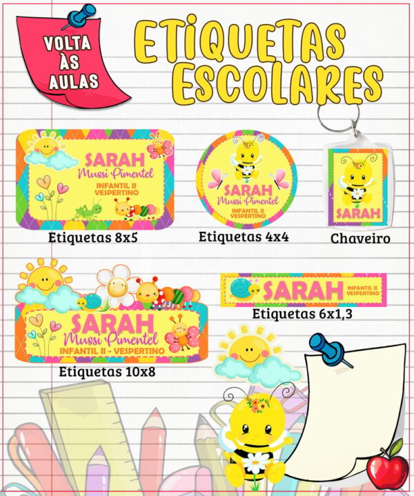 Etiqueta Escolar Jardim Menina - Arquivo Digital