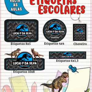 Etiqueta Escolar Jurassic Park - Arquivo Digital