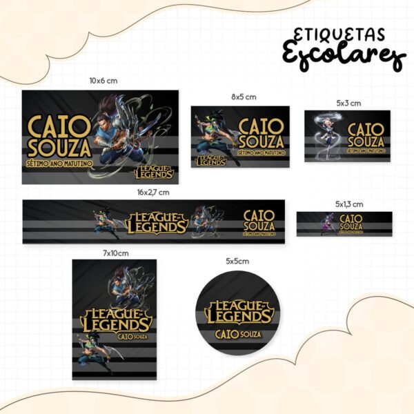 Etiqueta Escolar League Of Legends - Arquivo Digital