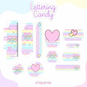 Etiqueta Escolar Lettering Candy- Arquivo Digital