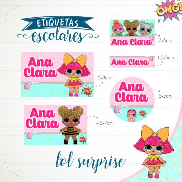 Etiqueta Escolar Lol Surprise - Arquivo Digital
