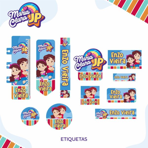Etiqueta Escolar Maria Clara e JP Menino - Arquivo Digital
