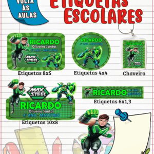 Etiqueta Escolar Max Steel - Arquivo Digital