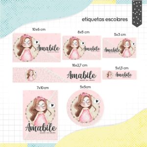 etiqueta escolar menina morena arquivo digital etiquetas