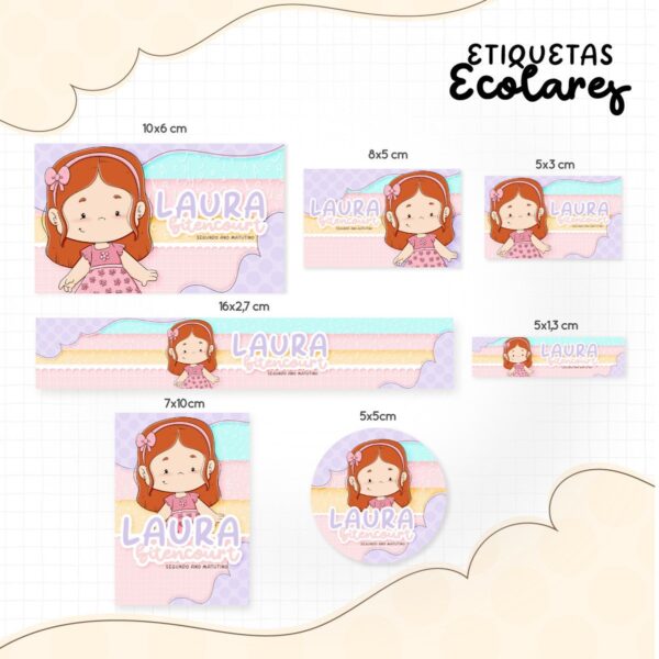 Etiqueta Escolar Menininha Ruiva - Arquivo Digital