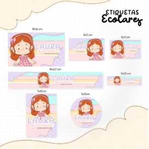 etiqueta escolar menininha ruiva arquivo digital papel e scrapbook