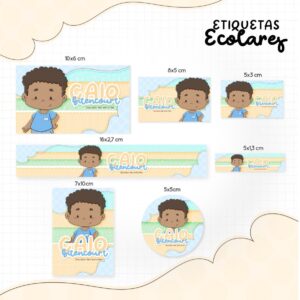 Etiqueta Escolar Menininho Negro - Arquivo Digital