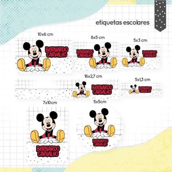 Etiqueta Escolar Mickey - Arquivo Digital