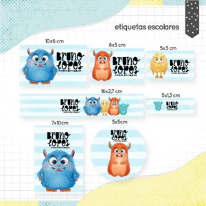 etiqueta escolar monstrinhos arquivo digital etiquetas