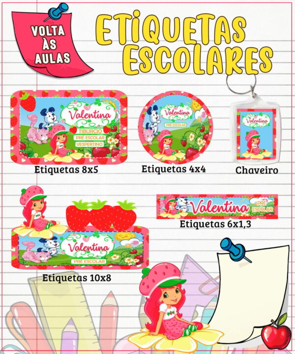 Etiqueta Escolar Moranguinho - Arquivo Digital