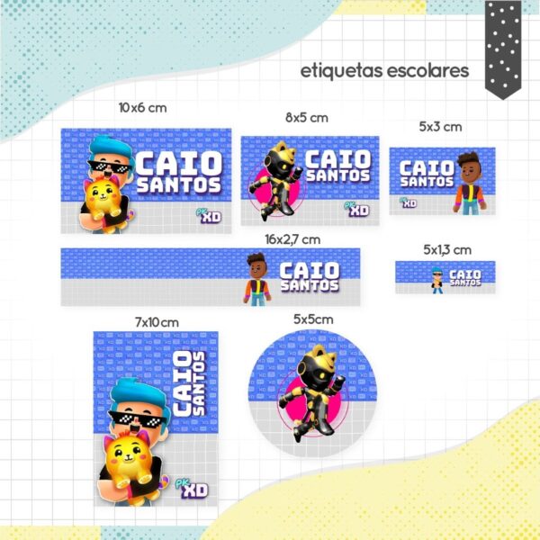 Etiqueta Escolar PKXD Menino - Arquivo Digital