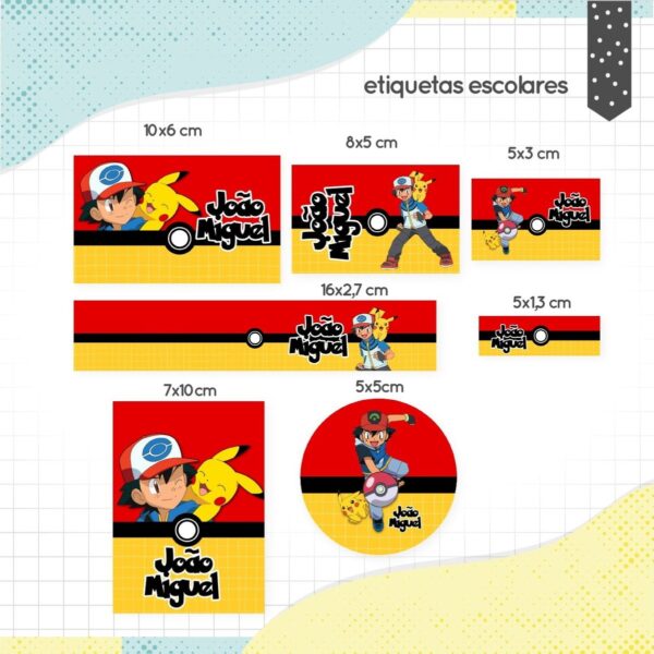 Etiqueta Escolar Pokémon - Arquivo Digital