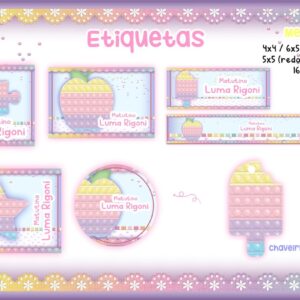 etiqueta escolar pop it menina arquivo digital etiquetas escolares