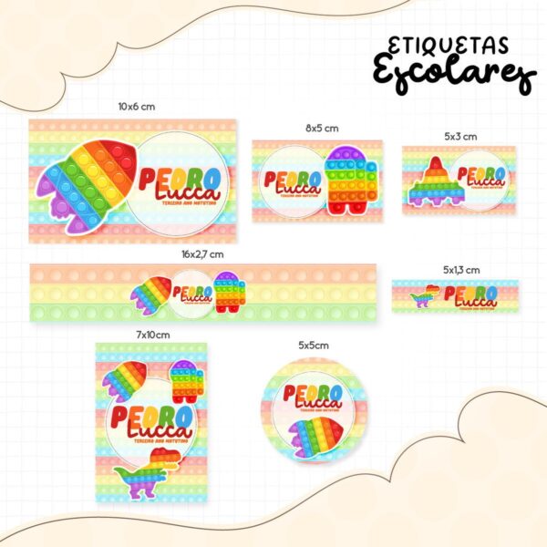 Etiqueta Escolar Pop It Menino - Arquivo Digital