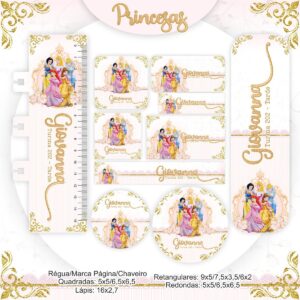 etiqueta escolar princesas rosa arquivo digital etiqueta princesa