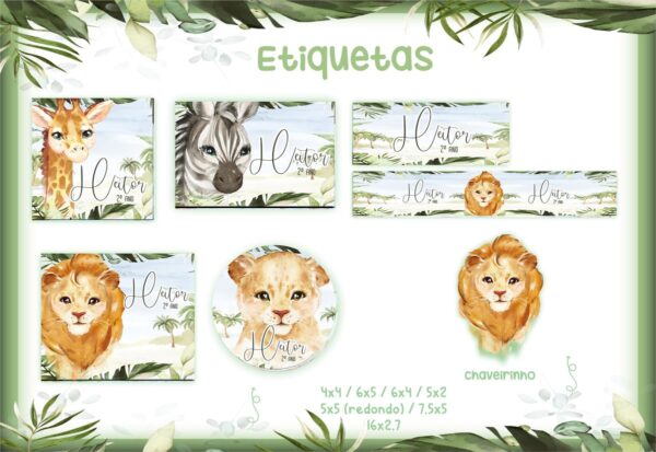 Etiqueta Escolar Safari - Arquivo Digital