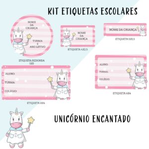 etiqueta escolar unicornio menina arquivo digital kit digital de etiquetas escolares para personaliz 1