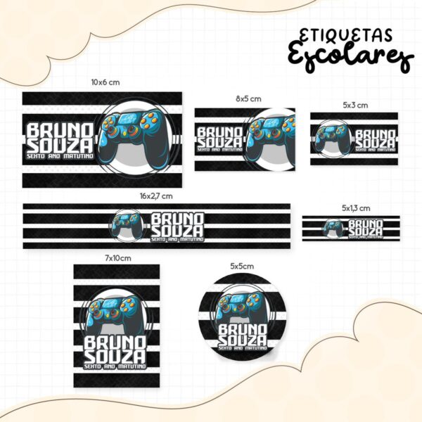 Etiqueta Escolar Video Game - Arquivo Digital
