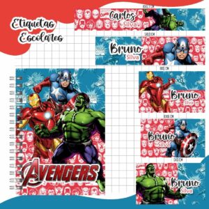 Etiqueta Escolar Vingadores Menino - Arquivo Digital