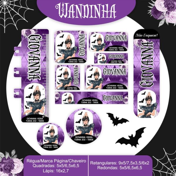 Etiqueta Escolar Wandinha Addams - Arquivo Digital