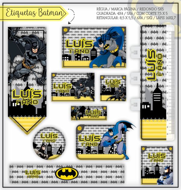 Etiquetas Escolares Batman - Arquivo Digital