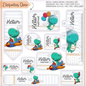 Etiquetas Escolares Dino - Arquivo Digital