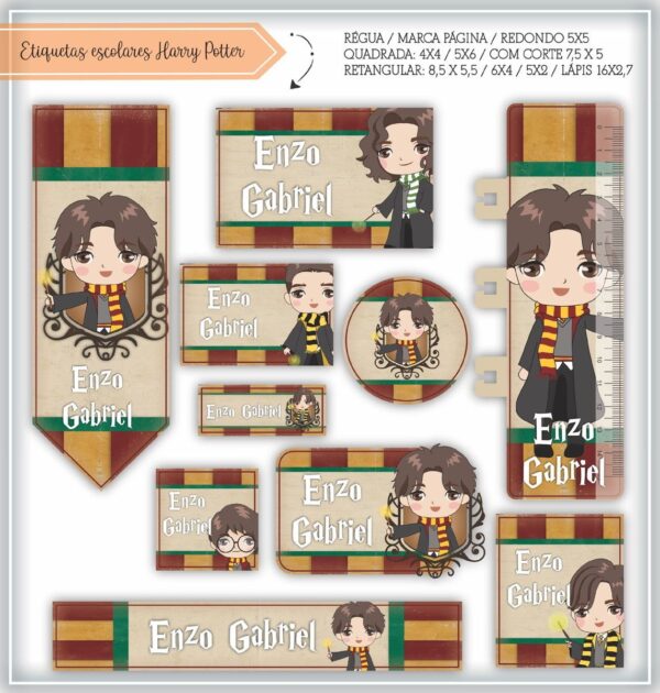 Etiquetas Escolares Harry Potter - Arquivo Digital