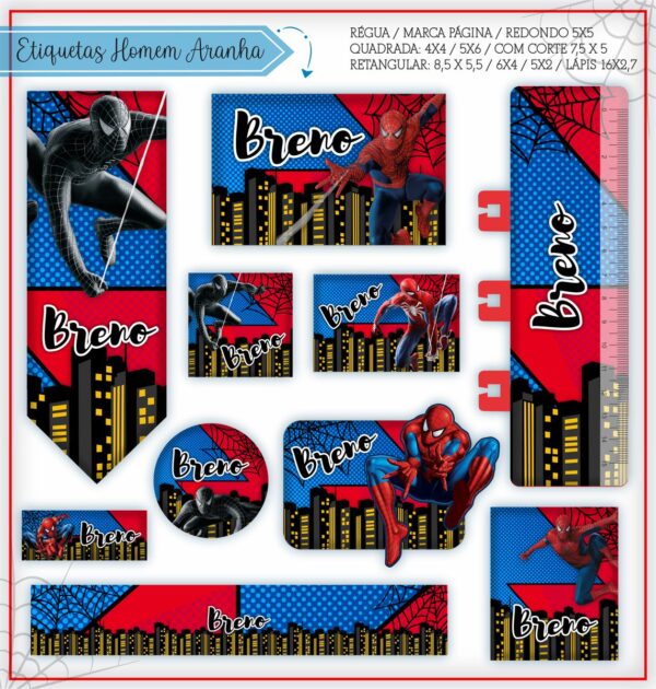 Etiquetas Escolares Homem Aranha 3 - Arquivo Digital
