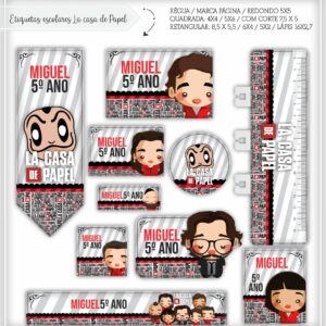 Etiquetas Escolares La Casa de Papel - Arquivo Digital