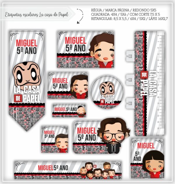 Etiquetas Escolares La Casa de Papel - Arquivo Digital