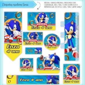 Etiquetas Escolares Sonic - Arquivo Digital