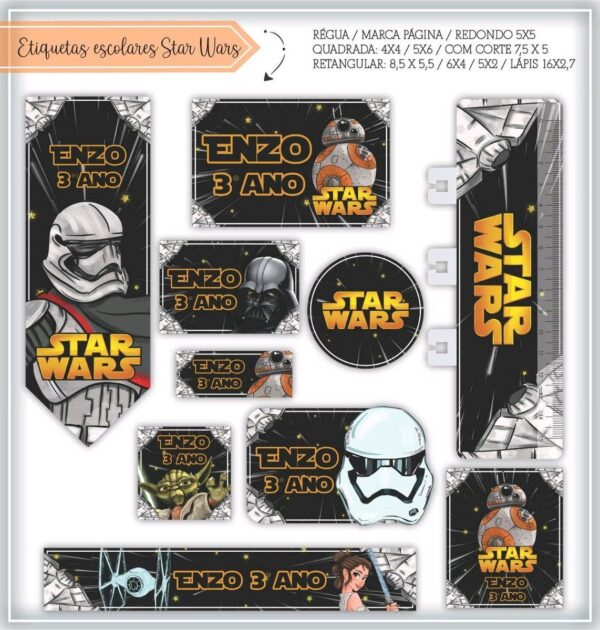 Etiquetas Escolares Stars Wars - Arquivo Digital