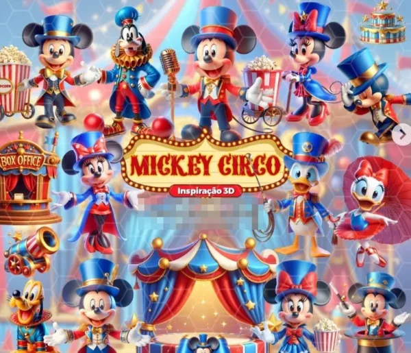 Explore a Magia do Circo com o Kit Digital do Mickey PNG