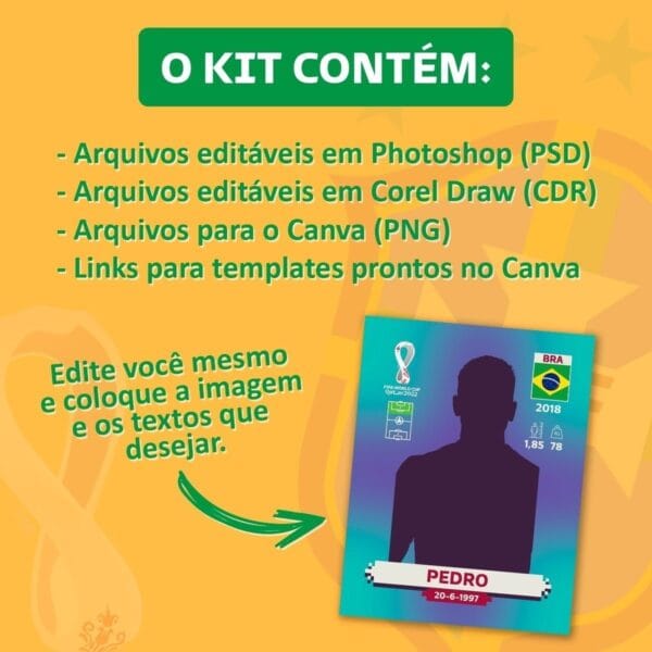 Figurinha Digital Editável Copa do Mundo 2022 Qatar