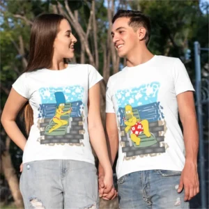 Gráfico para Camiseta de Casais que Compartilham Cerveja