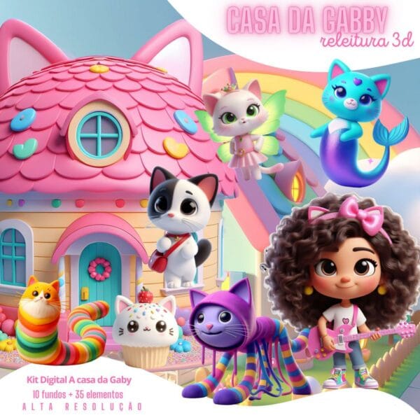 Ilustrações A Casa Mágica da Gabby Png Baby Fofo Kit Digital