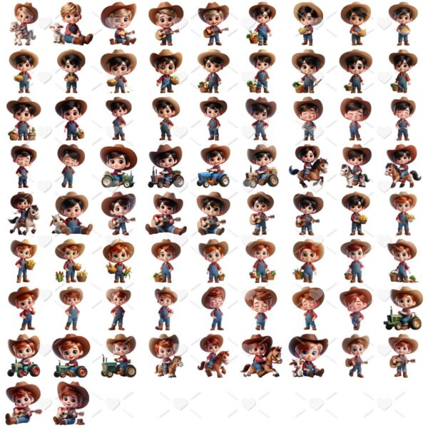 Ilustrações Fazendinha Menino Png Baby Fofo Kit Digital 3D