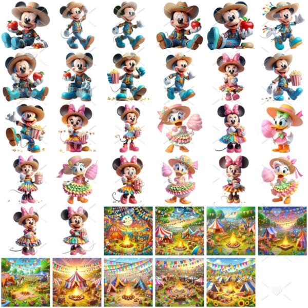 Ilustrações Festa Junina Mickey Cute 3D Fofo Imagens Png