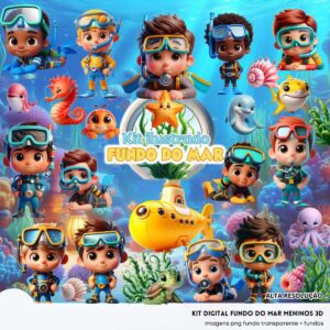 Ilustrações Fundo do Mar 3D Menino Cute 3D Fofo Imagens Png