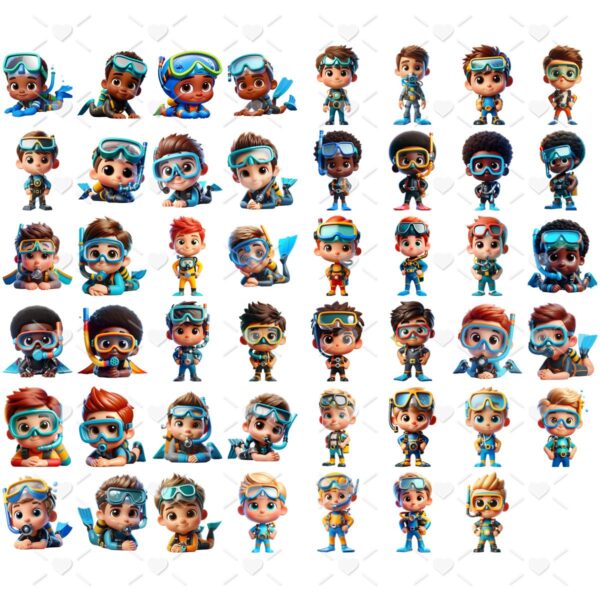 Ilustrações Fundo do Mar 3D Menino Cute 3D Fofo Imagens Png