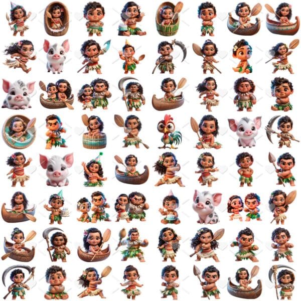 Ilustrações Moana Baby Cute 3D Fofo Imagens Png Sem Fundo