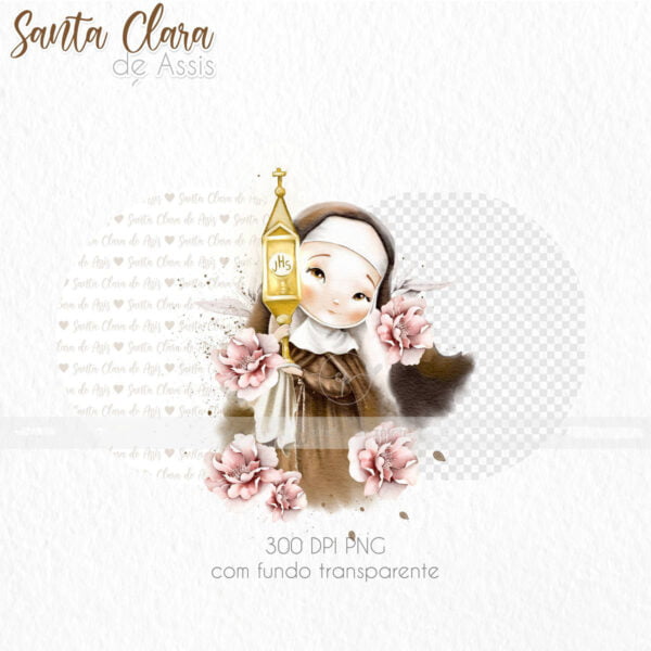 Ilustracoes Png Santa Clara De Assis Kit Digital Catolico 4