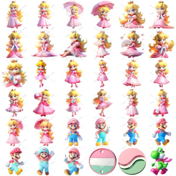 Ilustrações Princesa Peach e Mário Cute 3D Fofo Imagens Png
