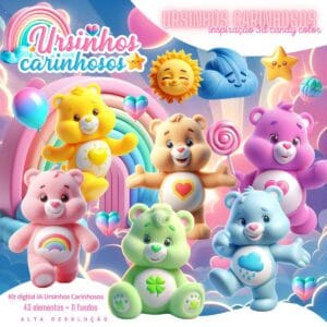 Ilustrações Ursinhos Carinhosos Png Baby Fofo Kit Digital 3D