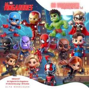 Ilustrações Vingadores Cute 3D Fofo Imagens Png