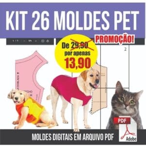 Kit 26 Moldes Pet Cães E Gatos Roupas + Modelagem Cirúrgica